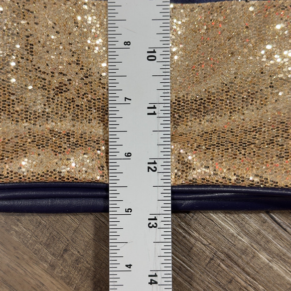 Star Luxe Women's Blue Gold Leather Strap Bling Sequins Shopping Tote Bag - OS - Picture 8 of 8